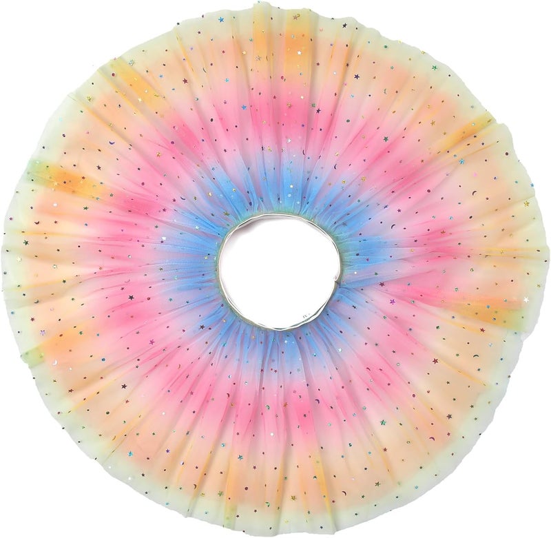 Revkokmx Girls Layered Rainbow Tutu Skirt Dance Dress Ruffle Tiered Clubwear - Image 3